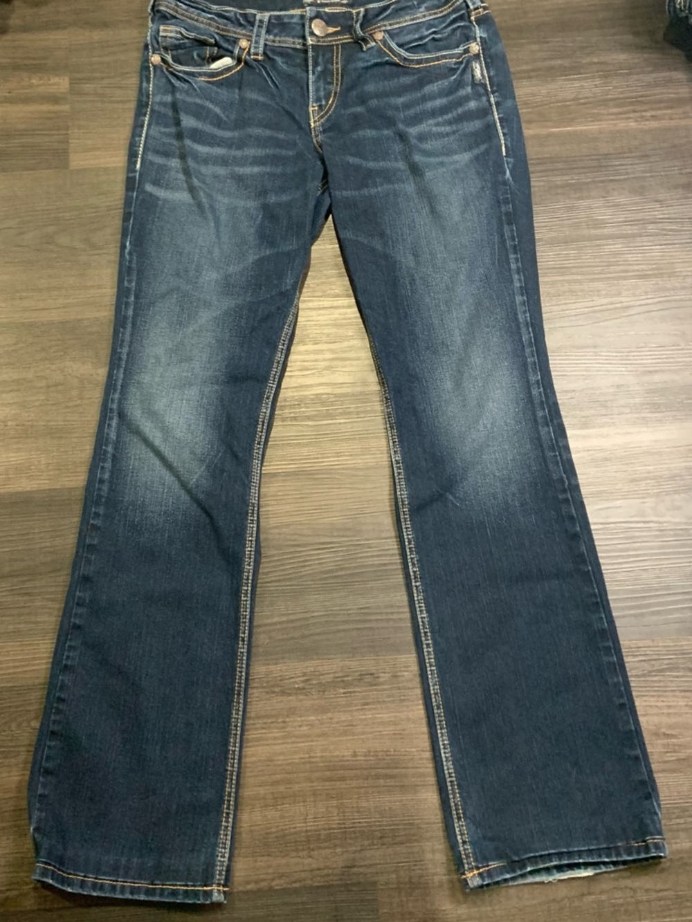 Silver Jeans Dark Blue Flare Jeans with Contrast Stitching